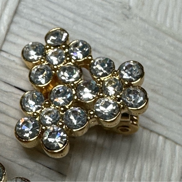 Monet Vintage Flower Crystal Clip Earrings - Picture 13 of 13